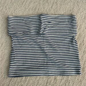 American Eagle Navy and White Striped Foldover Tube Top